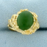5ct Jade Solitaire Ring In 14k Yellow Gold
