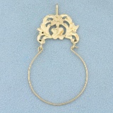 Diamond Cut Flower Design Charm Pendant In 14k Yellow Gold