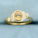 Citrine And Diamond Ring In 14k Yellow And White Gold
