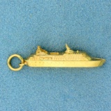 Vintage Cruise Ship Charm Or Pendant In 14k Yellow Gold