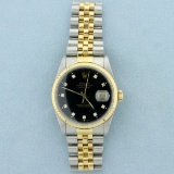 Men's Rolex Datejust 36mm Watch With Black Diamond Dial