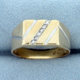 Vintage Men's Diamond Ring In 14k Yellow And White Gold