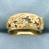 Flower Design Ring In 14k Yellow Gold