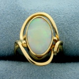 Opal Solitaire Ring In 14k Yellow Gold