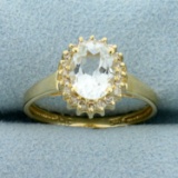White Tourmaline And Diamond Ring In 14k Yellow Gold