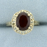 Vintage 3ct Garnet Solitaire Ring In 14k Yellow Gold