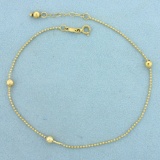 Ball Bead Anklet In 14k Yellow Gold