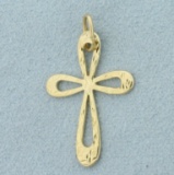 Diamond Cut Cross Pendant In 10k Yellow Gold