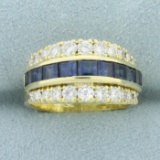 Sapphire And Diamond Ring In 18k Yellow Gold