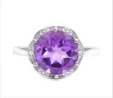 Huge 3.1ct Amethyst Statement Ring In Sterling Silver