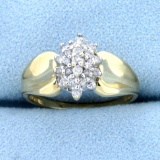 Vintage Diamond Cluster Ring In 10k Yellow Gold
