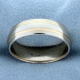 Mens Two Tone Wedding Band Ring In 14k Yellow And White Gold