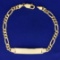 Figaro Link Id Bracelet In 14k Yellow Gold