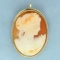 Vintage Large Cameo Pendant Or Pin In 14k Yellow Gold