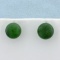 Jade Ball Stud Earrings In 10k Yellow Gold