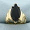 Onyx Solitaire Statement Ring In 10k Yellow Gold