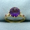 Vintage Amethyst, Garnet, And Diamond Ring In 10k Yellow Gold