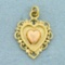 Two Toned Elegant Heart Pendant Or Charm In 14k Yellow And Rose Gold