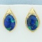 Lapis Lazuli And Malachite Earrings In 14k Yellow Gold