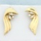 Diamond Ribbon Design Earrings In 14k Yellow Gold