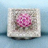 1.5ct Tw Pink Sapphire And Diamond Ring In 14k White Gold