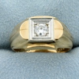 1/3ct Solitaire Diamond Ring In 14k Yellow And White Gold