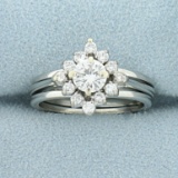 3/4ct Tw Diamond Halo Engagement Ring In 18k White Gold