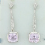 6ct Tw Rose Amethyst Dangle Earrings In 14k White Gold