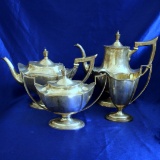 Antique Gorham Plymouth 4-piece Tea And Coffee Set In Solid Sterling Silver