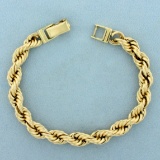 Mens Heavy Rope Chain Bracelet In 14k Yellow Gold