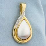 Mabe Pearl And Diamond Pendant In 14k Yellow Gold