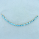 30ct Tw Swiss Blue Topaz Line Bracelet In 14k Yellow Gold