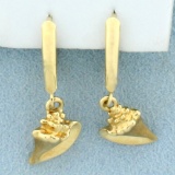 Seashell Dangle Earrings In 14k Yellow Gold