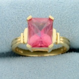 Vintage 4ct Pink Sapphire And Diamond Ring In 14k Yellow Gold