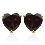 6mm Garnet Heart Stud Earrings In 10k Yellow Gold