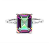 3ct Mystic Topaz & Diamond Ring In Sterling Silver