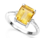 3ct Citrine & Diamond Ring In Sterling Silver