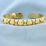 Designer Link Two Tone Cuff Bracelet In 18k Yellow And White Gold