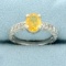 Vintage Yellow Sapphire And Diamond Ring In 14k White Gold