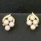 Cultured Pearl And Diamond Earrings In 14k Yellow Gold