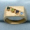 Rainbow Semi-precious Gemstone Ring In 10k Yellow Gold