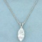 4ct White Sapphire Solitaire Pendant With A Twisting Curb Link Chain In 14k White Gold