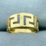 Greek Key Cut Out Design Ring In 14k Yellow Gold