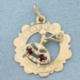 Mother Dear Amethyst And White Sapphire Pendant Or Charm In 14k Yellow Gold