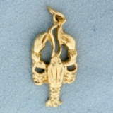 Lobster Pendant Or Charm In 14k Yellow Gold