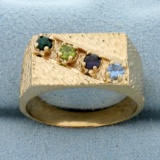 Rainbow Semi-precious Gemstone Ring In 10k Yellow Gold