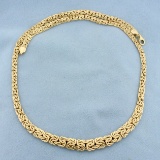 18 Inch Graduated Byzantine Link Chain Necklace In 14k Yellow Gold