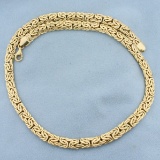 17 Inch Byzantine Link Chain Necklace In 14k Yellow Gold