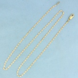 Italian Made 22 Inch Three Tone Anchor Chain Link Necklace In 14k Yellow, White And Rose Gold