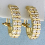 2ct Tw Diamond Huggie J Hoop Earrings In 14k Yellow Gold